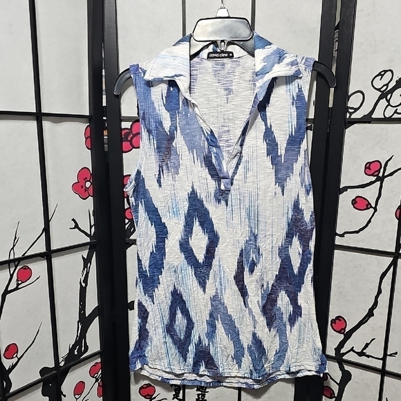 David Cline Sleeveless Blouse with Graphic Design Size Medium - Picture 1 of 4